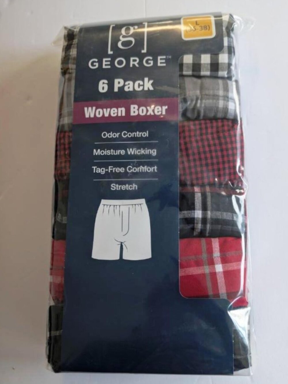 George Men's Woven Boxers 6 Pack Size Large 36-38 - New Free Shipping